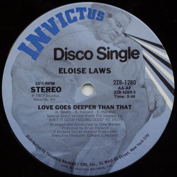 Album cover art for "Love Goes Deeper Than That (12" Version)" by Eloise Laws
