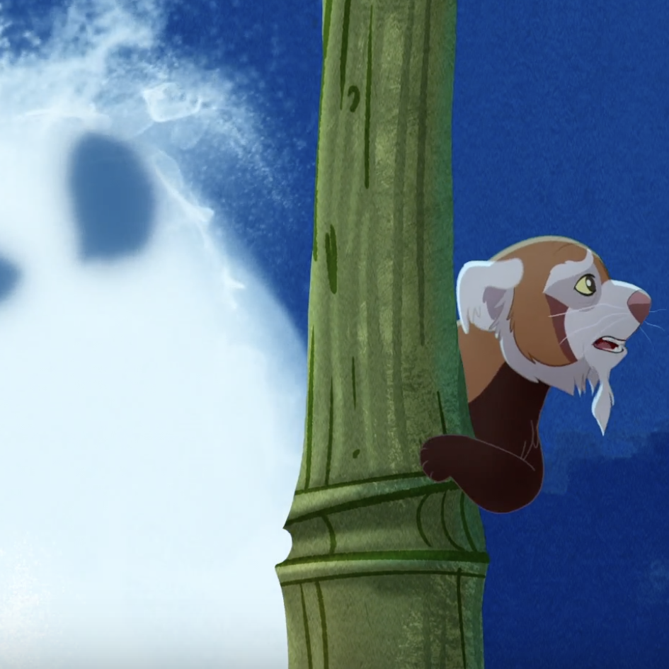 Album cover art for "Ghost of the Mountain" by Cast of The Lion Guard & Clyde Kusatsu