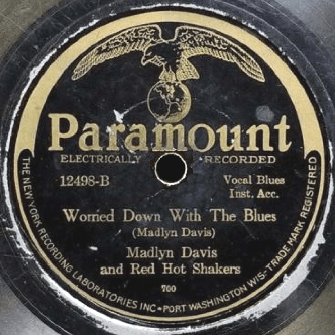 Album cover art for "Worried Down With The Blues" by Madlyn Davis & Red Hot Shakers