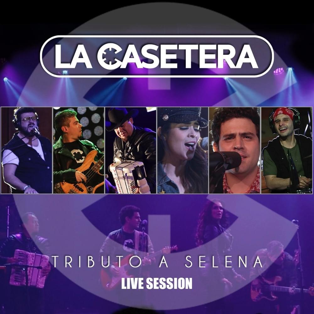Album cover art for "Tributo a Selena Medley: Techno Cumbia / Amor Prohibido / Bidi Bidi Bom Bom / Como La Flor / Baila Esta Cumbia / La Carcacha / La Llamada" by La Casetera