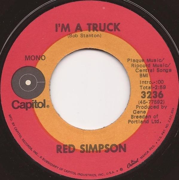 Album cover art for "I’m A Truck" by Red Simpson