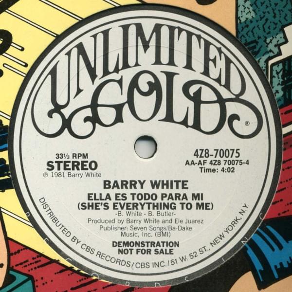 Album cover art for "Ella Es Todo Para Mi (She’s Everything To Me)" by Barry White