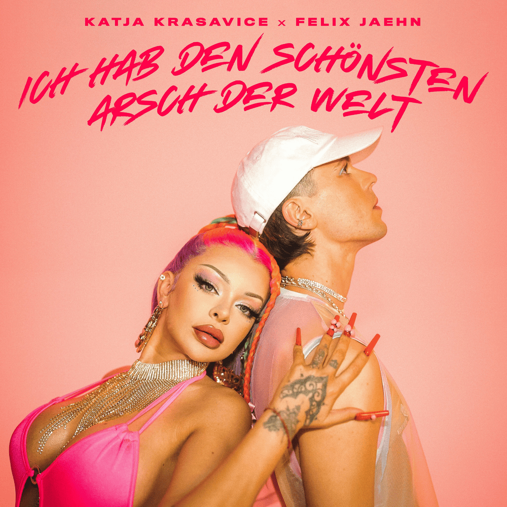 Album cover art for "Ich hab den schönsten Arsch der Welt" by Katja Krasavice