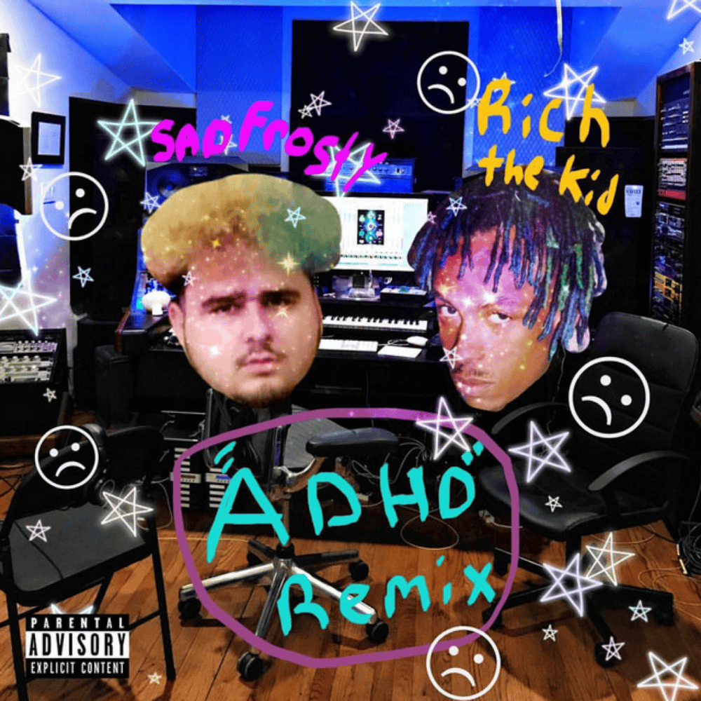 Album cover art for "A.D.H.D. Freestyle Remix" by Sad Frosty & Rich The Kid