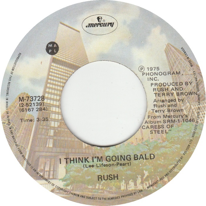 Album cover art for "I Think I’m Going Bald" by Rush
