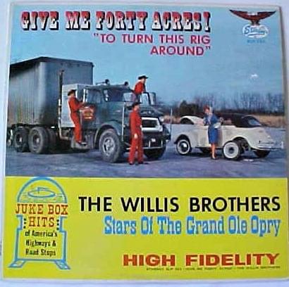 Album cover art for "Wheels a Turning" by The Willis Brothers