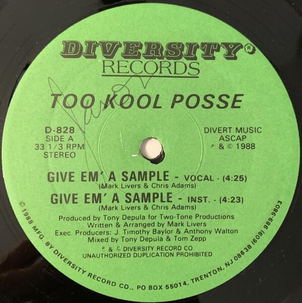 Album cover art for "Give ’Em a Sample" by Too Kool Posse