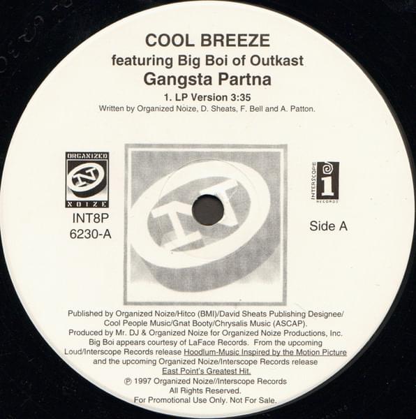 Album cover art for "Gangsta Partna" by Cool Breeze & Big Boi