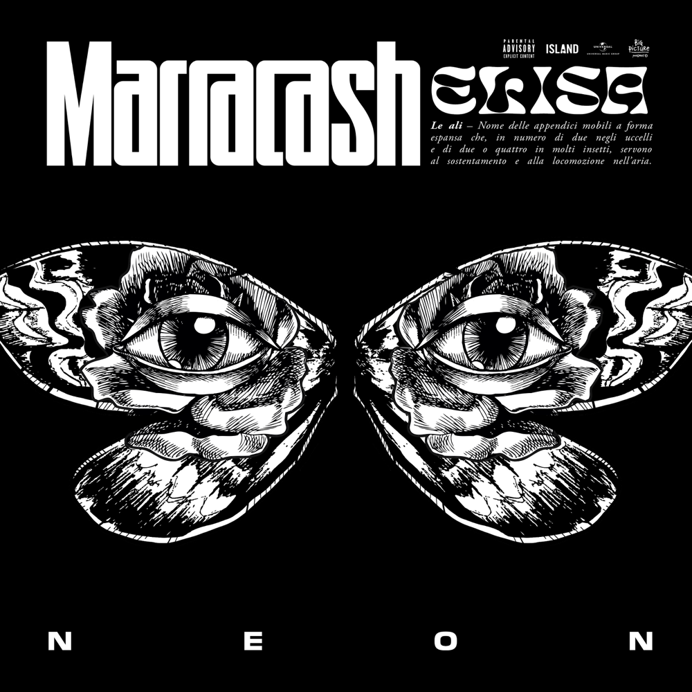 Album cover art for "NEON - Le Ali" by Marracash & Elisa