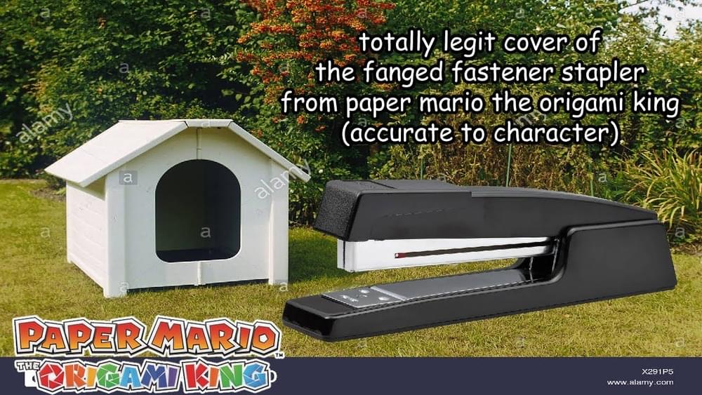 Album cover art for "A totally legit cover of the fanged fastener stapler from paper mario: the origami king" by Juno Songs