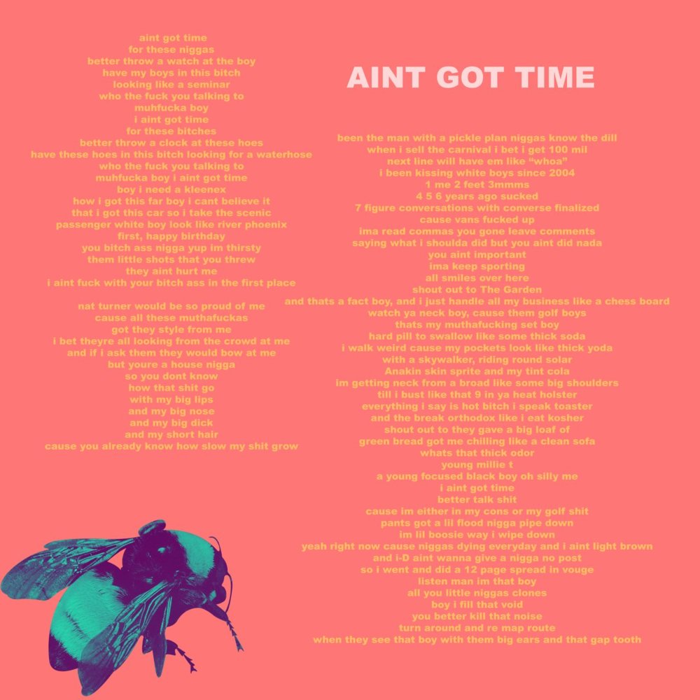 Album cover art for "I Ain’t Got Time!" by Tyler, The Creator