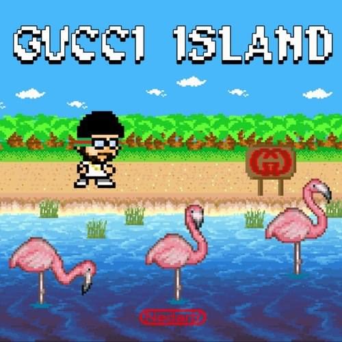 Album cover art for "Gucci Island" by Wavy Jone$