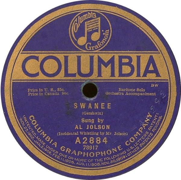 Album cover art for "Swanee" by Al Jolson
