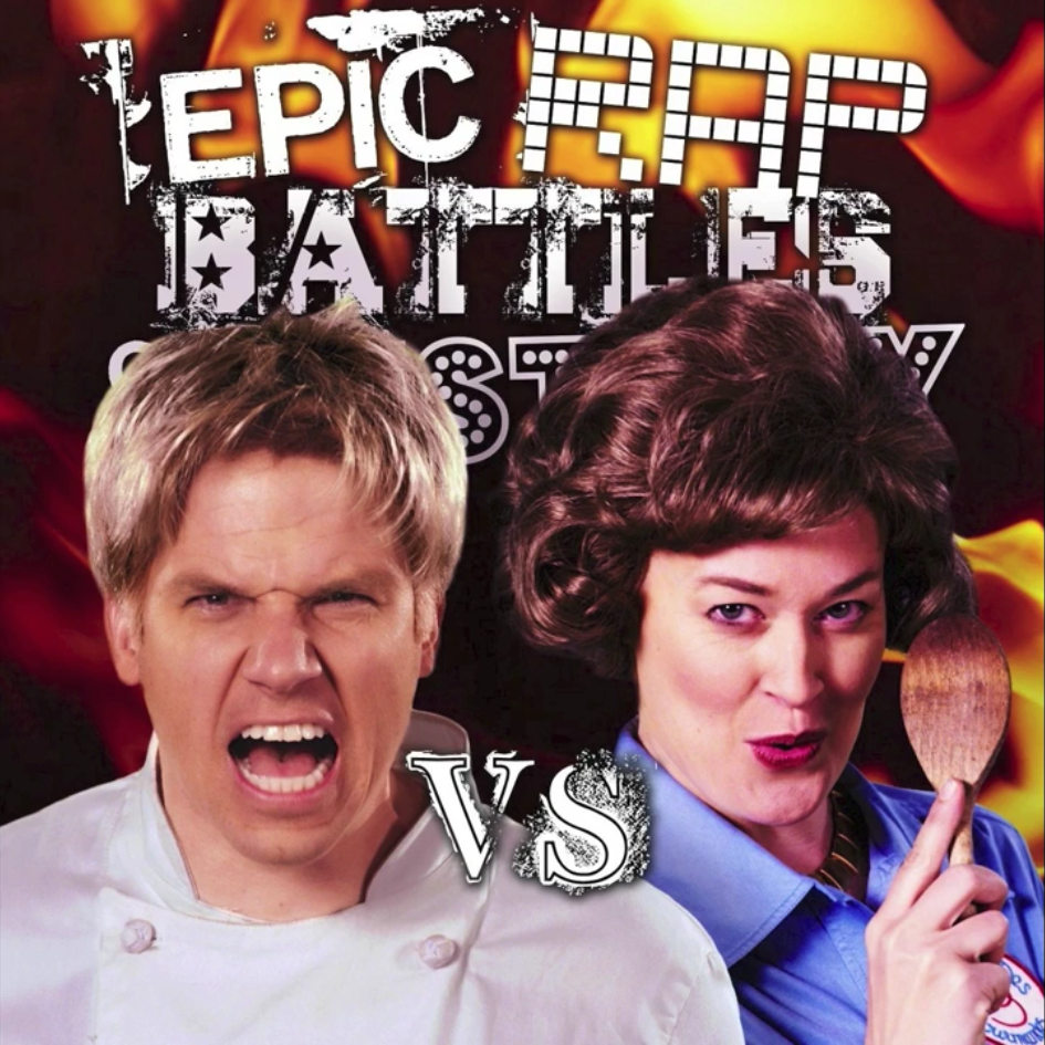 Album cover art for "Gordon Ramsay vs Julia Child" by Epic Rap Battles of History & EpicLLOYD & Mamrie Hart