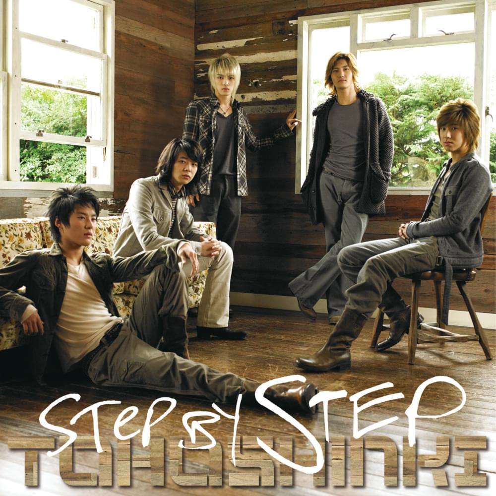 Album cover art for "Step by Step" by TVXQ! (동방신기)