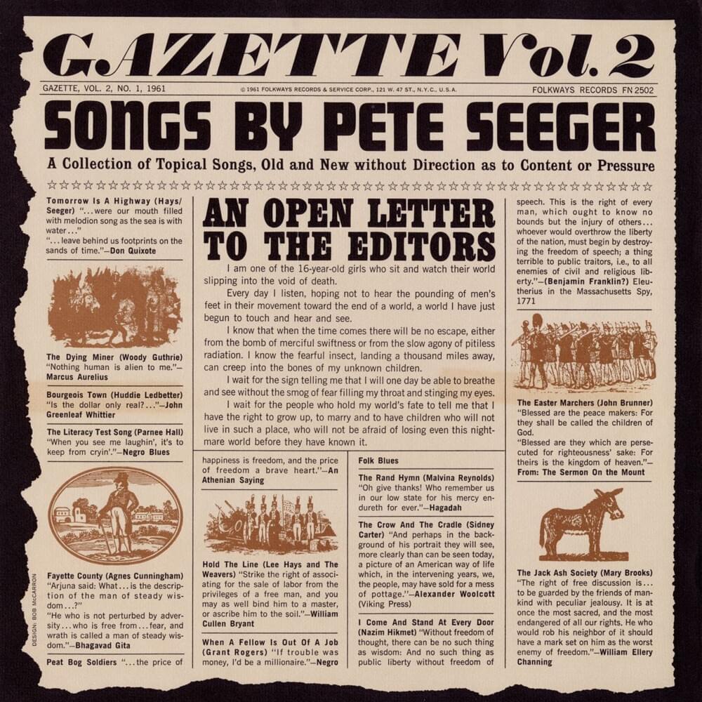 Album cover art for "The Literacy Test Song" by Pete Seeger