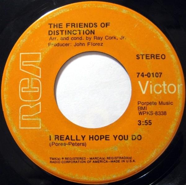 Album cover art for "I Really Hope You Do" by The Friends of Distinction