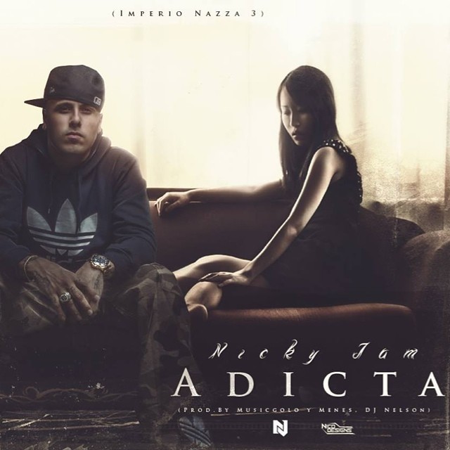 Album cover art for "Adicta" by Musicólogo y Menes