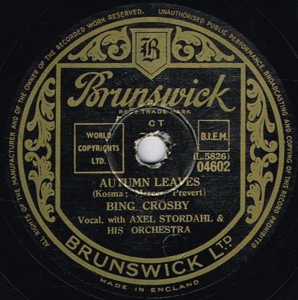 Album cover art for "Autumn Leaves (Les feuilles mortes)" by Bing Crosby