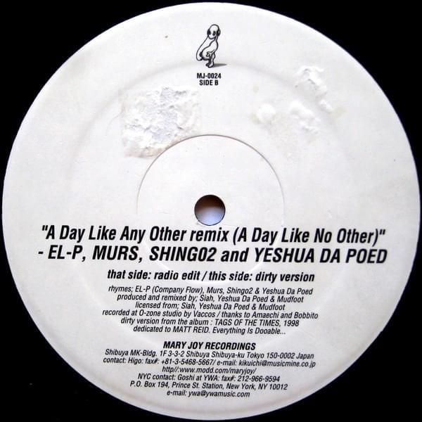 Album cover art for "A Day Like Any Other Remix (A Day Like No Other)" by Murs & El-P & Shing02
