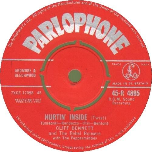 Album cover art for "Hurtin’ Inside" by Cliff Bennett & The Rebel Rousers