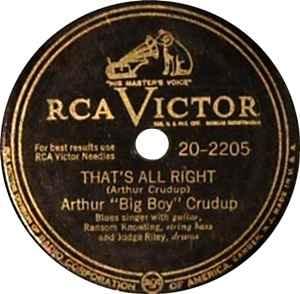 Album cover art for "That’s All Right" by Arthur “Big Boy” Crudup