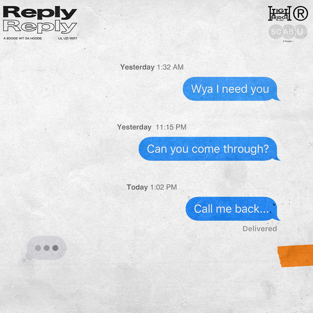 Album cover art for "Reply" by A Boogie wit da Hoodie & Lil Uzi Vert