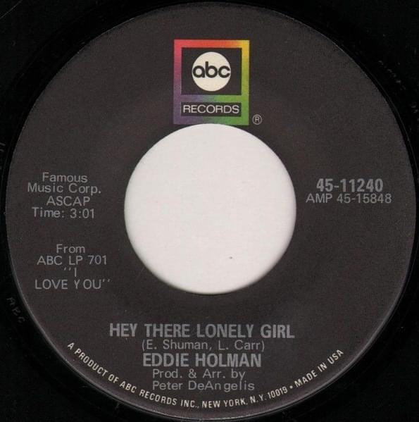 Album cover art for "Hey There Lonely Girl" by Eddie Holman