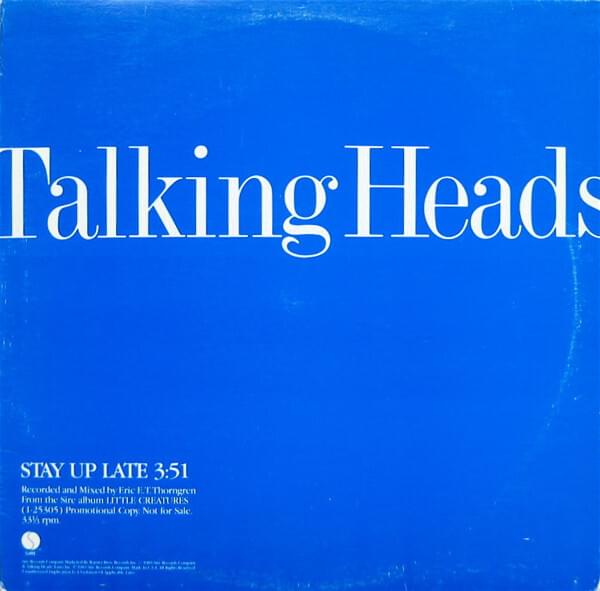 Album cover art for "Stay Up Late" by Talking Heads
