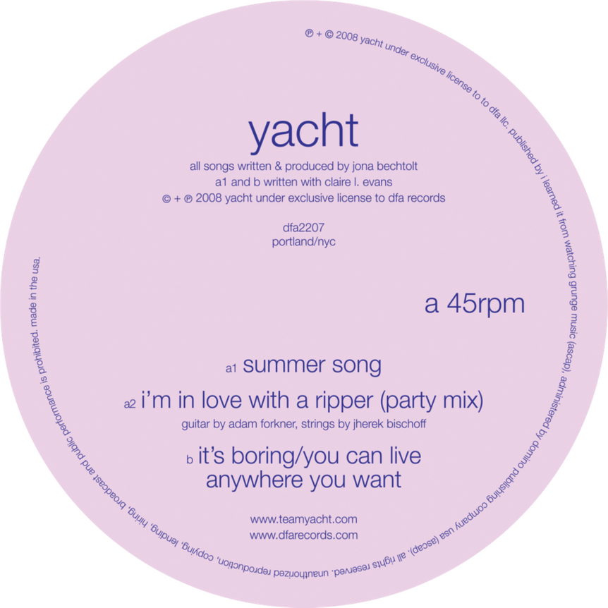 Album cover art for "Summer Song" by YACHT