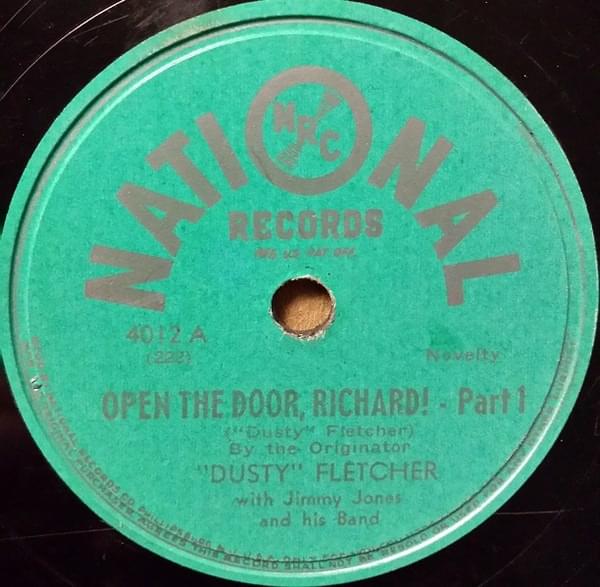 Album cover art for "Open The Door Richard" by Louis Jordan