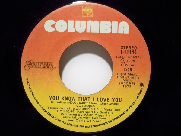 Album cover art for "You Know That I Love You" by Santana