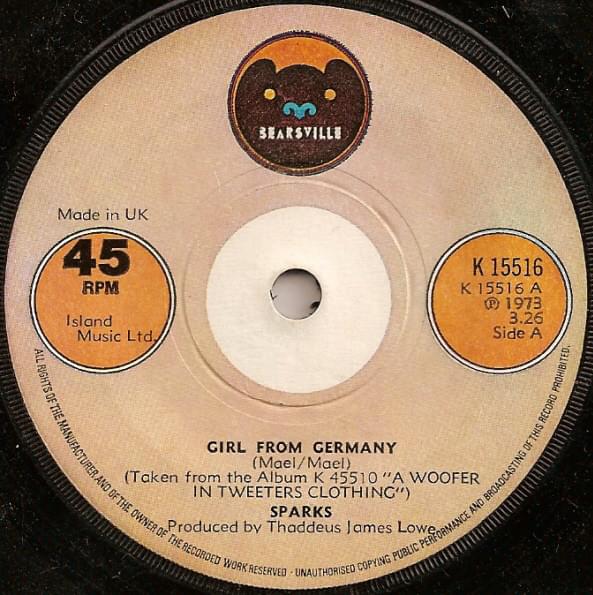Album cover art for "Girl from Germany" by Sparks