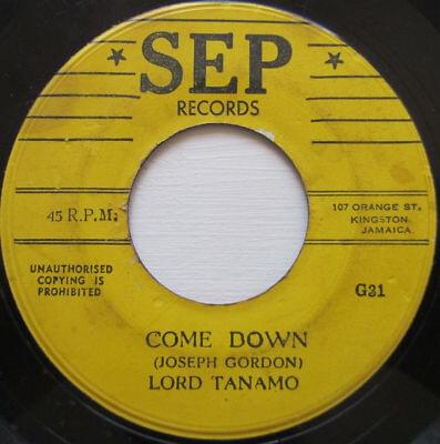 Album cover art for "Come Down" by Lord Tanamo