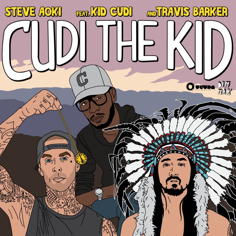 Album cover art for "Cudi the Kid" by Steve Aoki & Travis Barker & Kid Cudi