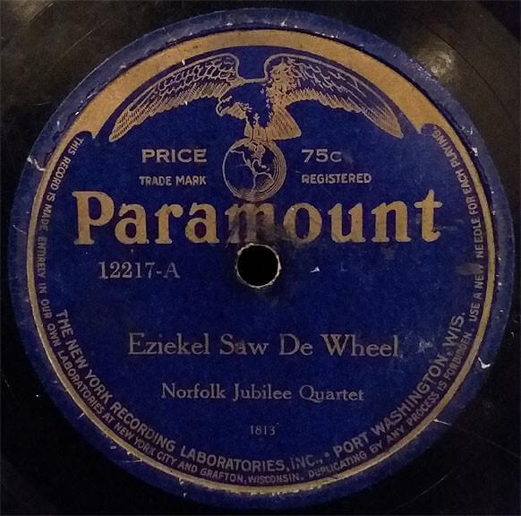 Album cover art for "Eziekel Saw De Wheel (1813-2)" by Norfolk Jazz & Jubilee Quartette