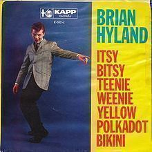 Album cover art for "Itsy Bitsy Teenie Weenie Yellow Polka Dot Bikini" by Brian Hyland & Trudy Packmore