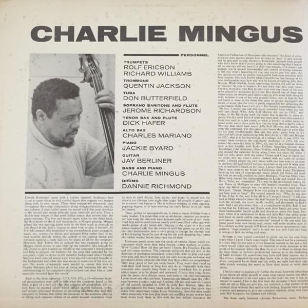 The Black Saint and the Sinner Lady [Liner Notes] by Charles Mingus
