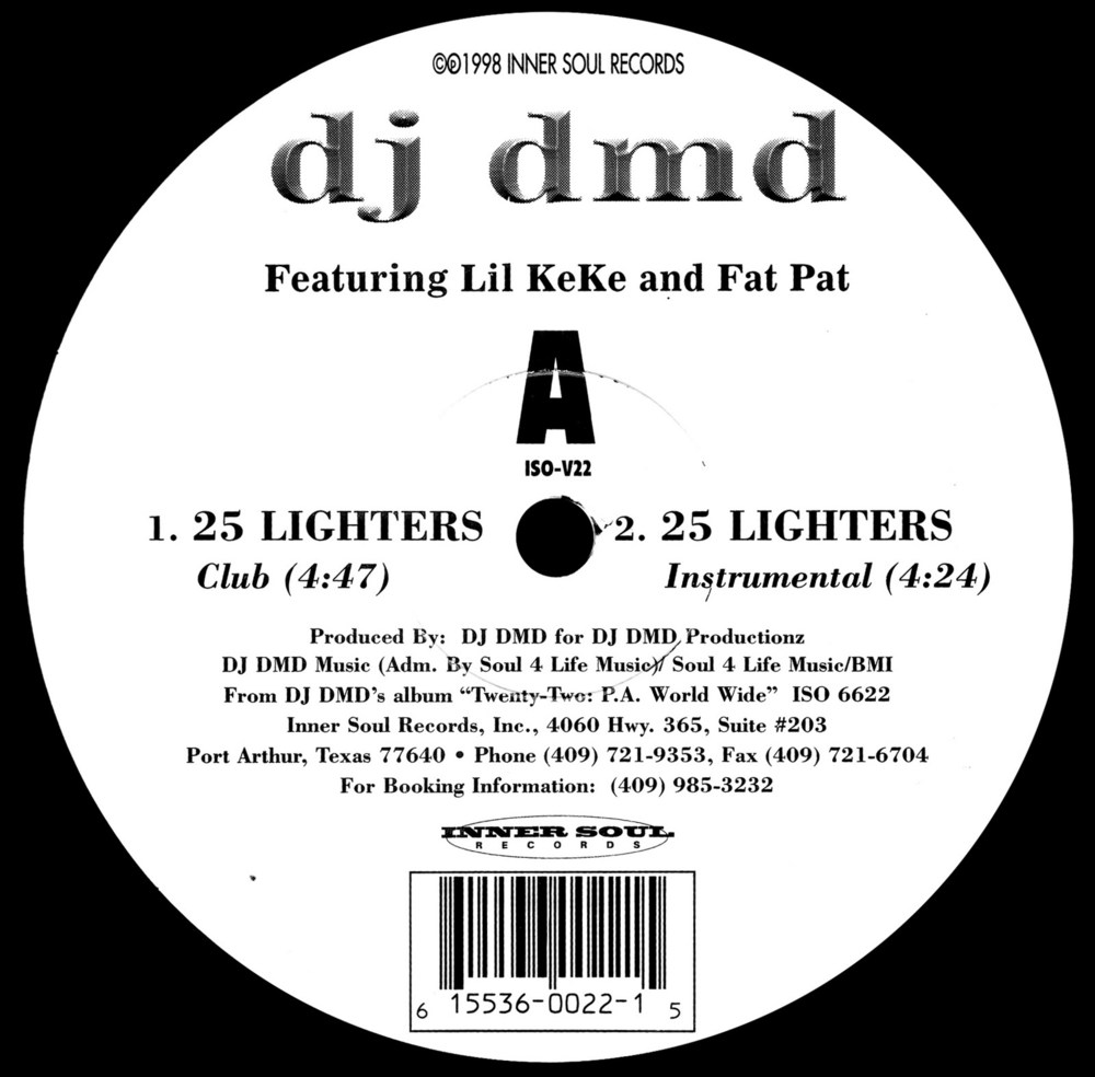 Album cover art for "25 Lighters" by DJ DMD & Lil’ Keke & Fat Pat