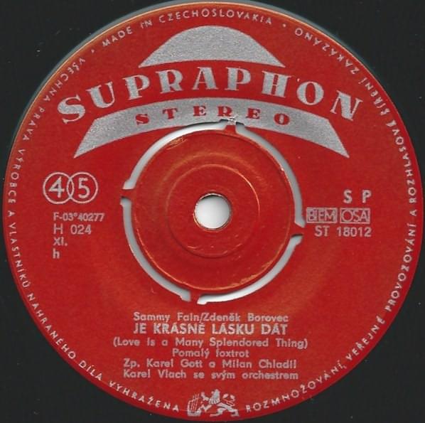 Album cover art for "Je krásné lásku dát (Love Is A Many Splendored Thing)" by Karel Gott & Helena Vondráčková
