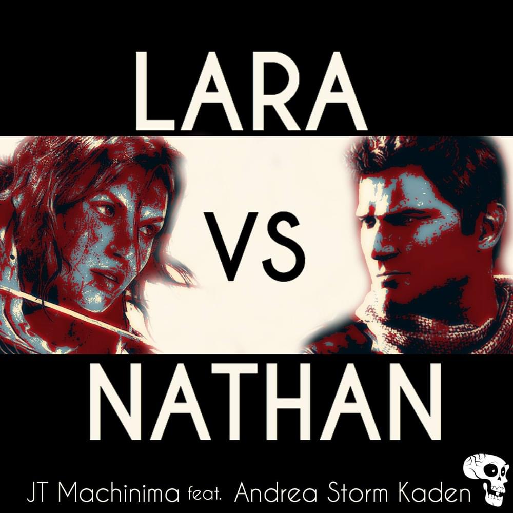 Album cover art for "Lara Croft vs Nathan Drake" by JT Music & Andrea Storm Kaden