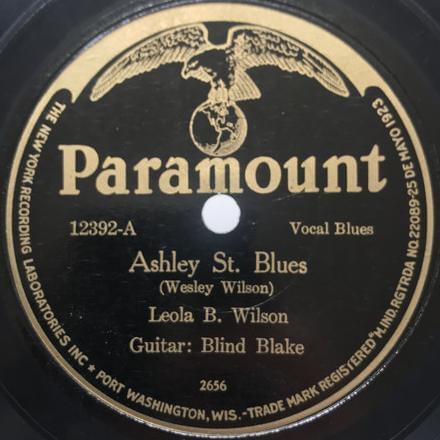 Album cover art for "Ashley St. Blues" by Leola B. “Coot Grant” Wilson & Blind Blake