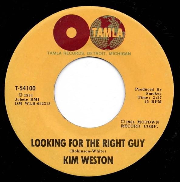 Album cover art for "Looking For The Right Guy" by Kim Weston