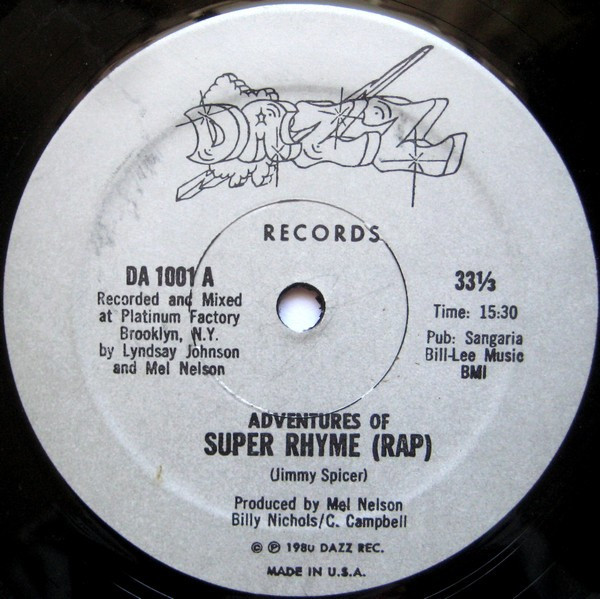 Album cover art for "Adventures of Super Rhyme (Rap)" by Jimmy Spicer