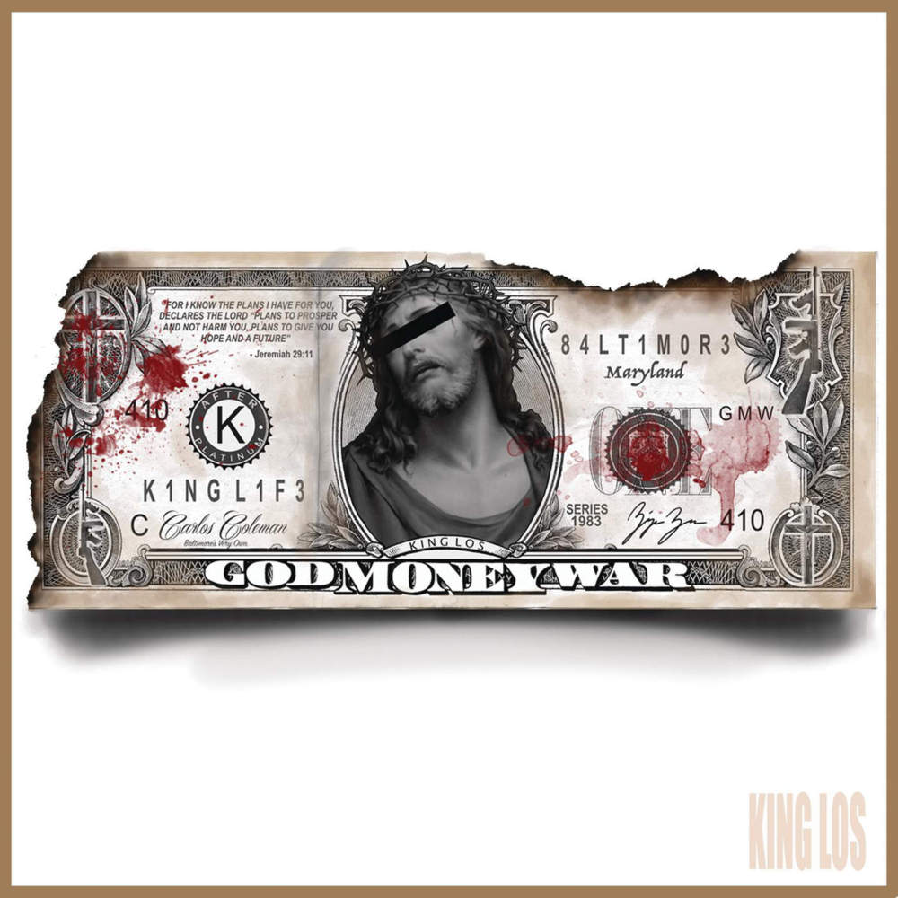 Album cover art for "“God, Money, War ” -  Album Art" by King Los