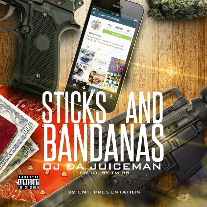 Album cover art for "Sticks And Bandanas" by OJ da Juiceman