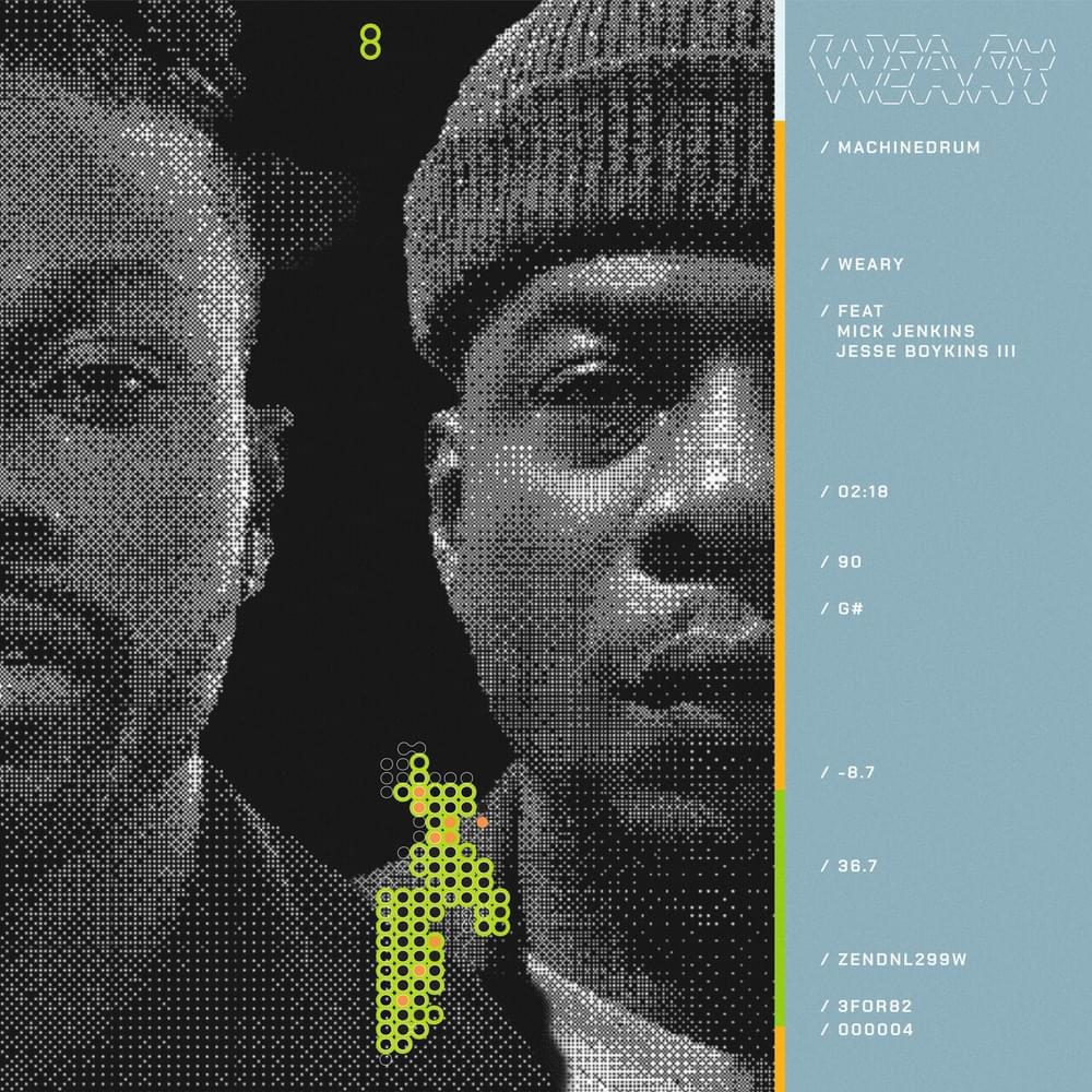 Album cover art for "WEARY" by Machinedrum & Mick Jenkins & Jesse Boykins III
