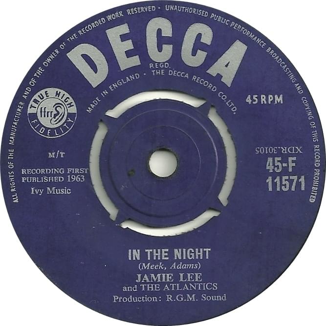 Album cover art for "In the Night" by Jamie Lee & The Atlantics