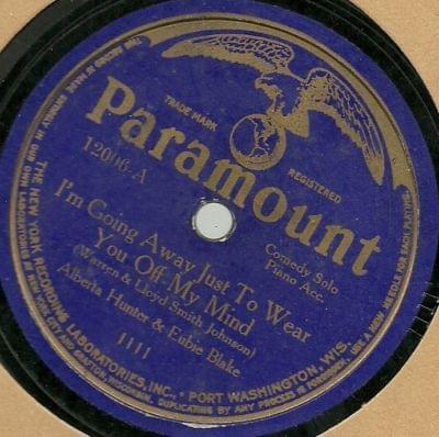 Album cover art for "I’m Going Away Just To Wear You Off My Mind (Paramount 12006, 12043)" by Alberta Hunter
