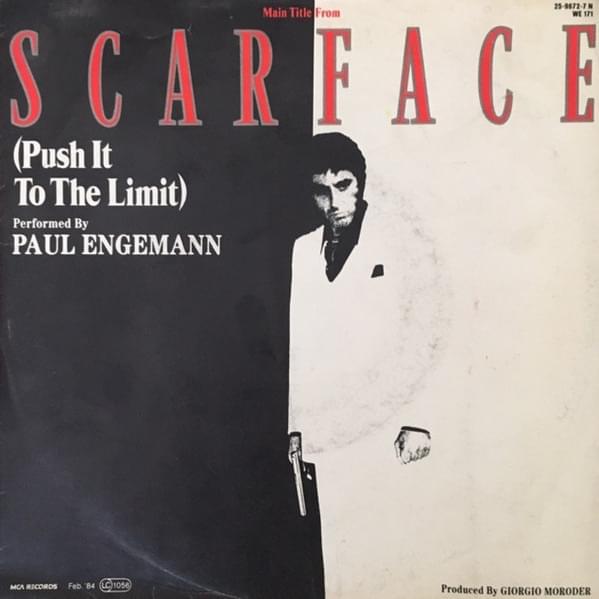 Album cover art for "Scarface (Push It to the Limit)" by Paul Engemann